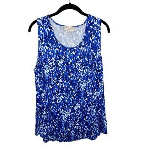 PHILOSOPHY / blue white dot printed slinky knit sleeveless tank top / 1X